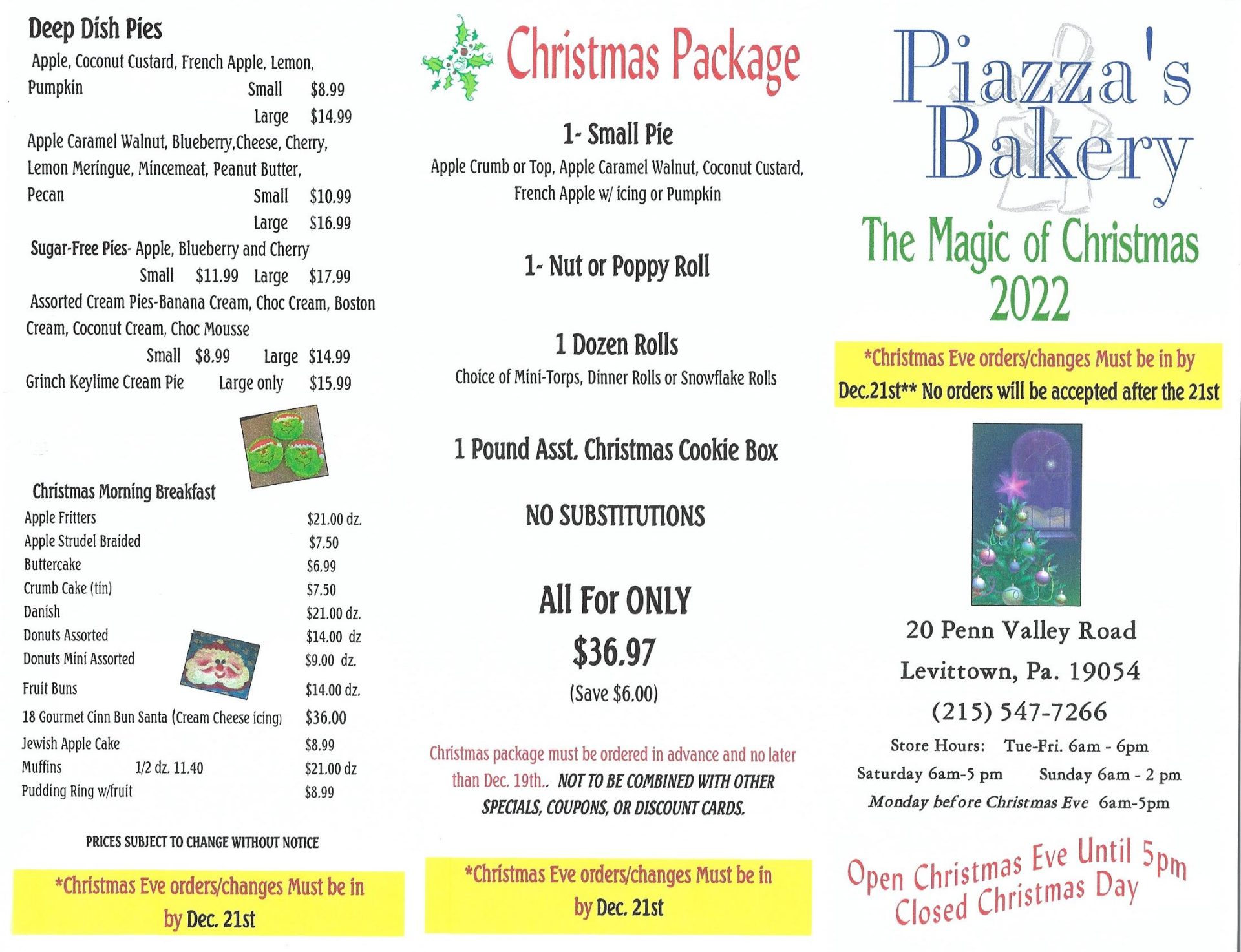 Updated Christmas Menu