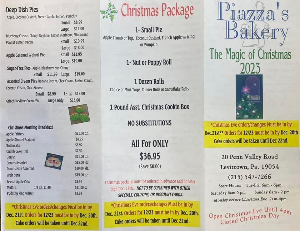 Seasonal Specials Piazza's Bakery