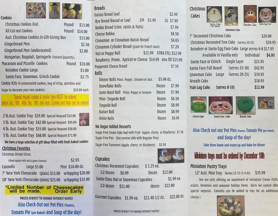 Seasonal Specials Piazza's Bakery